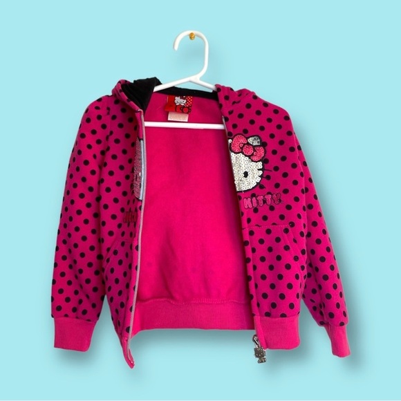 Hello Kitty Sequin Polka Dot Kids Jacket With Hood | Size: 3 (Toddler) | Sanrio - Picture 2 of 7
